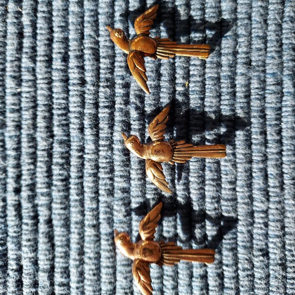 Vintage 1940s 1950s Swallow Bird Pin Brooches, Copper